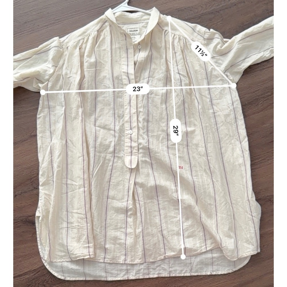 Zadig‎ & Voltaire Talia Rayee Striped Cotton Oversized Tunic Top Cream XS - Picture 8 of 8